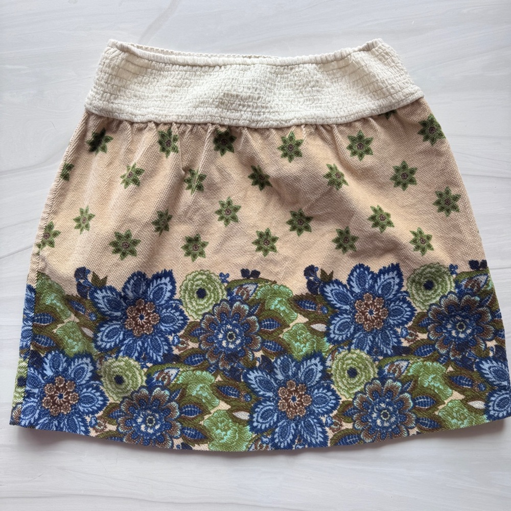 Free People Retro Floral Corduroy Mini Skirt - XS - Excellent Condition